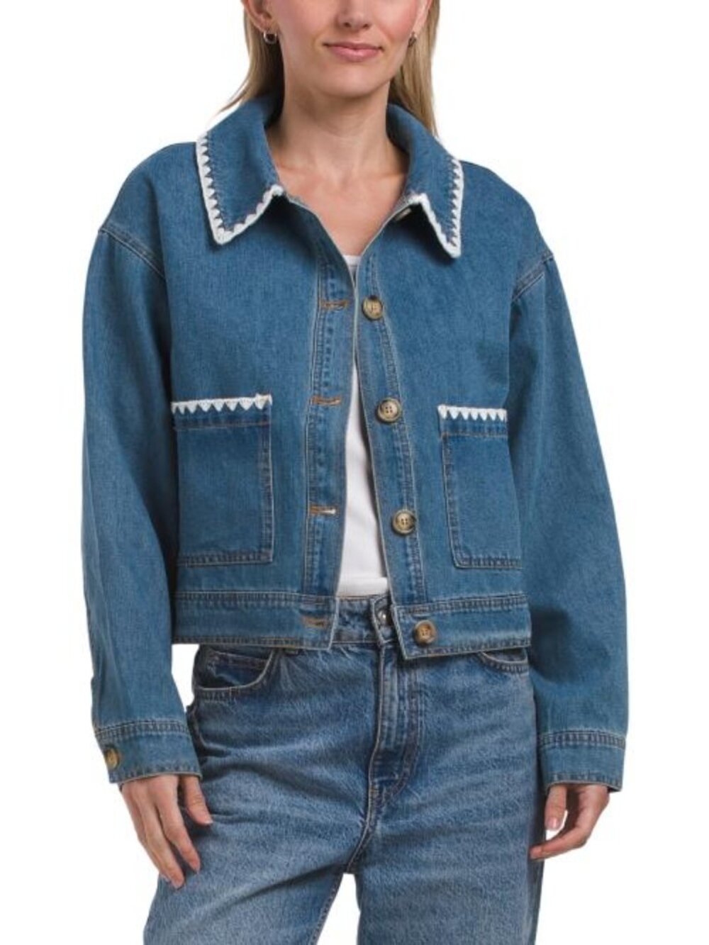 CUPCAKES & CASHMERE Whipstitch Denim Jacket
